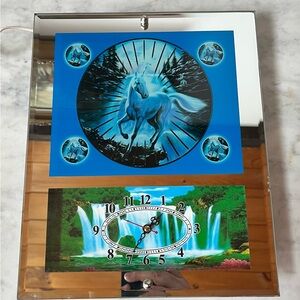 Vintage 80s Blue and Green Unicorn Light up Wall Clock